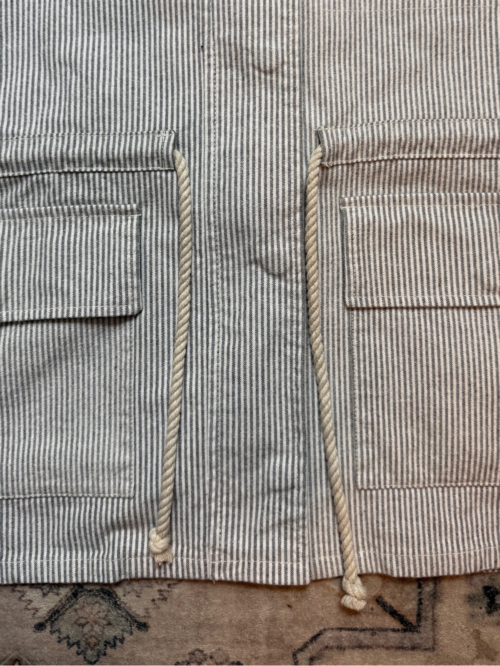 J. Crew Blue White Hickory Stripe Hooded Field Jacket-Coastal Preppy-Size L - Picture 8 of 12